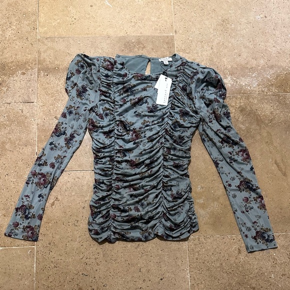 Current Air floral Ruched mesh top - Picture 2 of 4